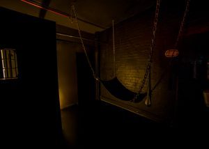 This is our dark maze. Venture into the dark where anything could happen! Find your way around and discover who may be waiting for you in a corner, in the sling or cage.