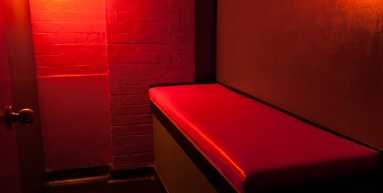 One of dozens of private rooms with various bed sizes & lockable door. Once you find someone and want privacy, go to one of these private rooms and lock the door behind you.