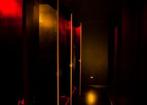 Suckatorium. 16 cubicles with glory holes everywhere you look! Well designed for all heights and great fun!
