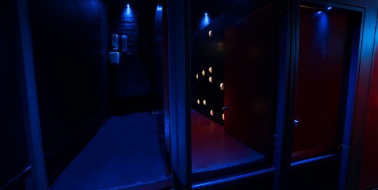 These 3 rooms are at knee height, so you climb into them. With glory holds at multiple heights, you can lie down, kneel or stand up and let the fun happen from the other side of the wall. Very sexy!