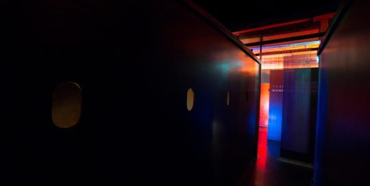 Level 3 suckatorium is very popular during our theme parties. Climb up the stairs to access the 4 glory holes or walk through the metal curtain to see who is waiting for you.