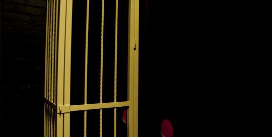 Cage next to the dark room.